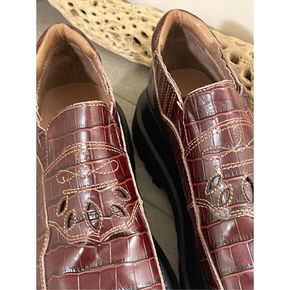 New Free  People x Mutma Kylie Croc Loafers Size 40 - Picture 3 of 9